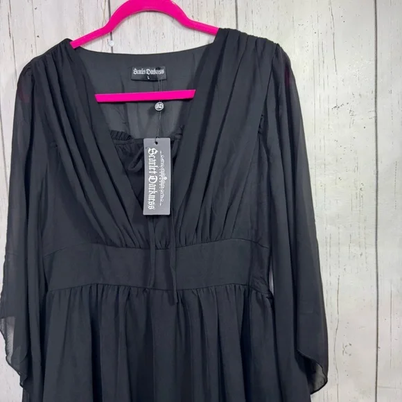 Scarlett Darkness Black Gothic Maxi Dress Witchy Dark Academia Whimsigoth Soft - Picture 5 of 16